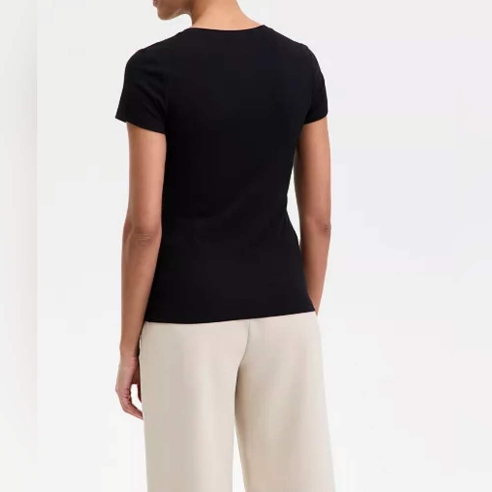 INC International Concepts Black V-Neck Short Sleeve Top - Picture 2 of 2
